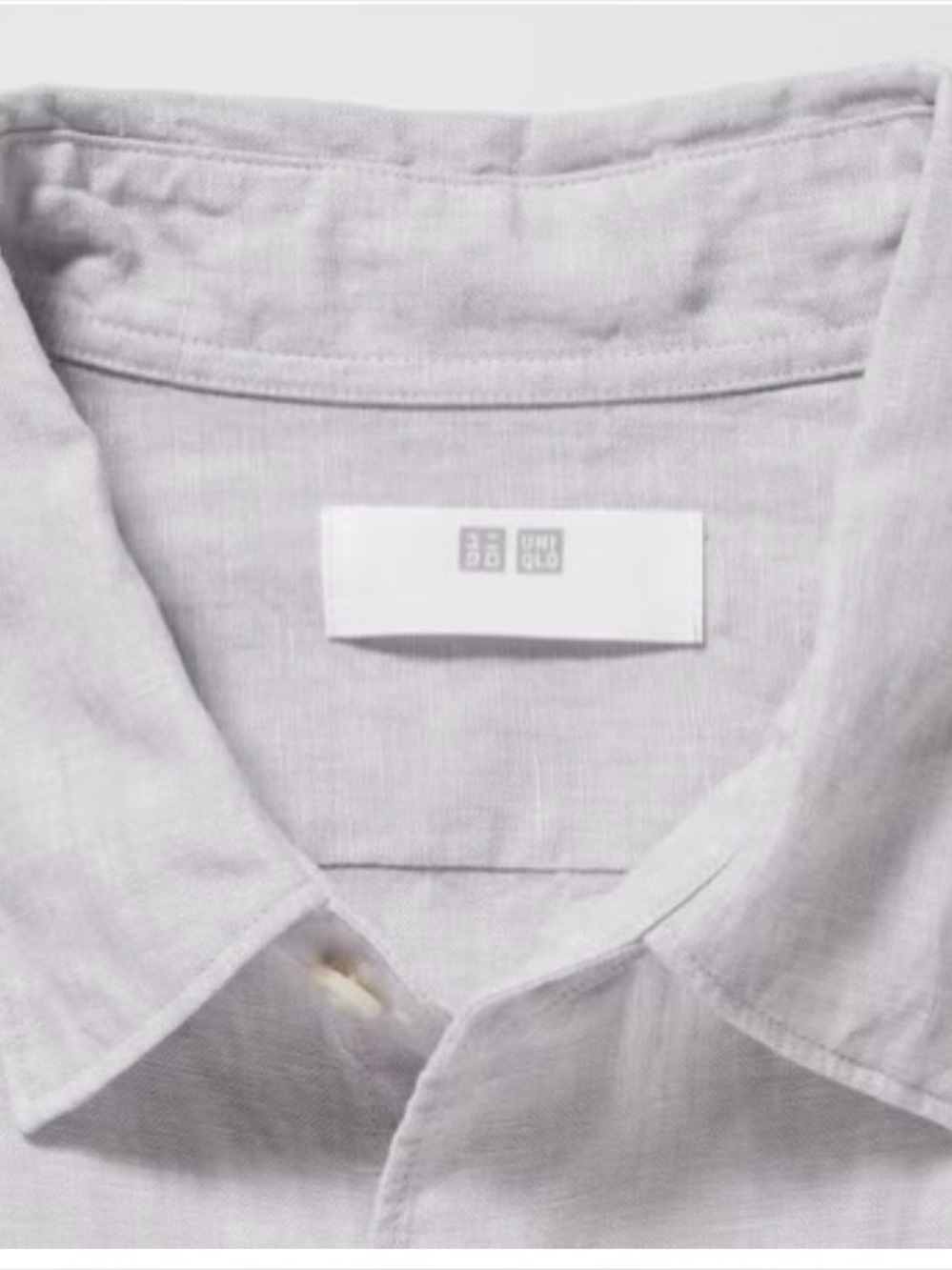 UNIQLO Men's Light Gray Linen Button-Up Shirt - Picture 1 of 6